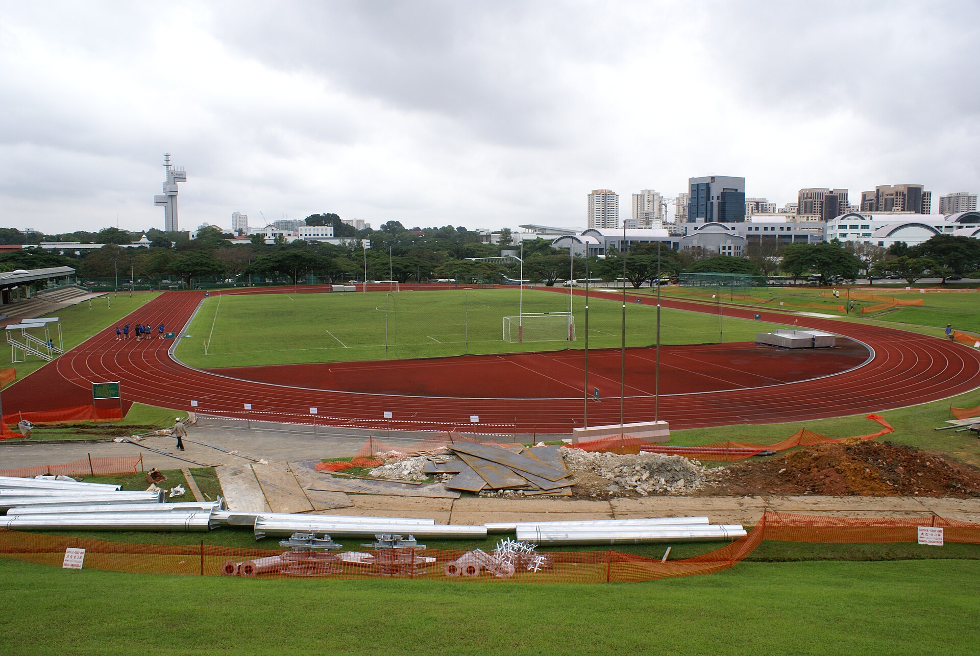 The football field and running track at Kent Ridge Campus of the National University of Singapore.