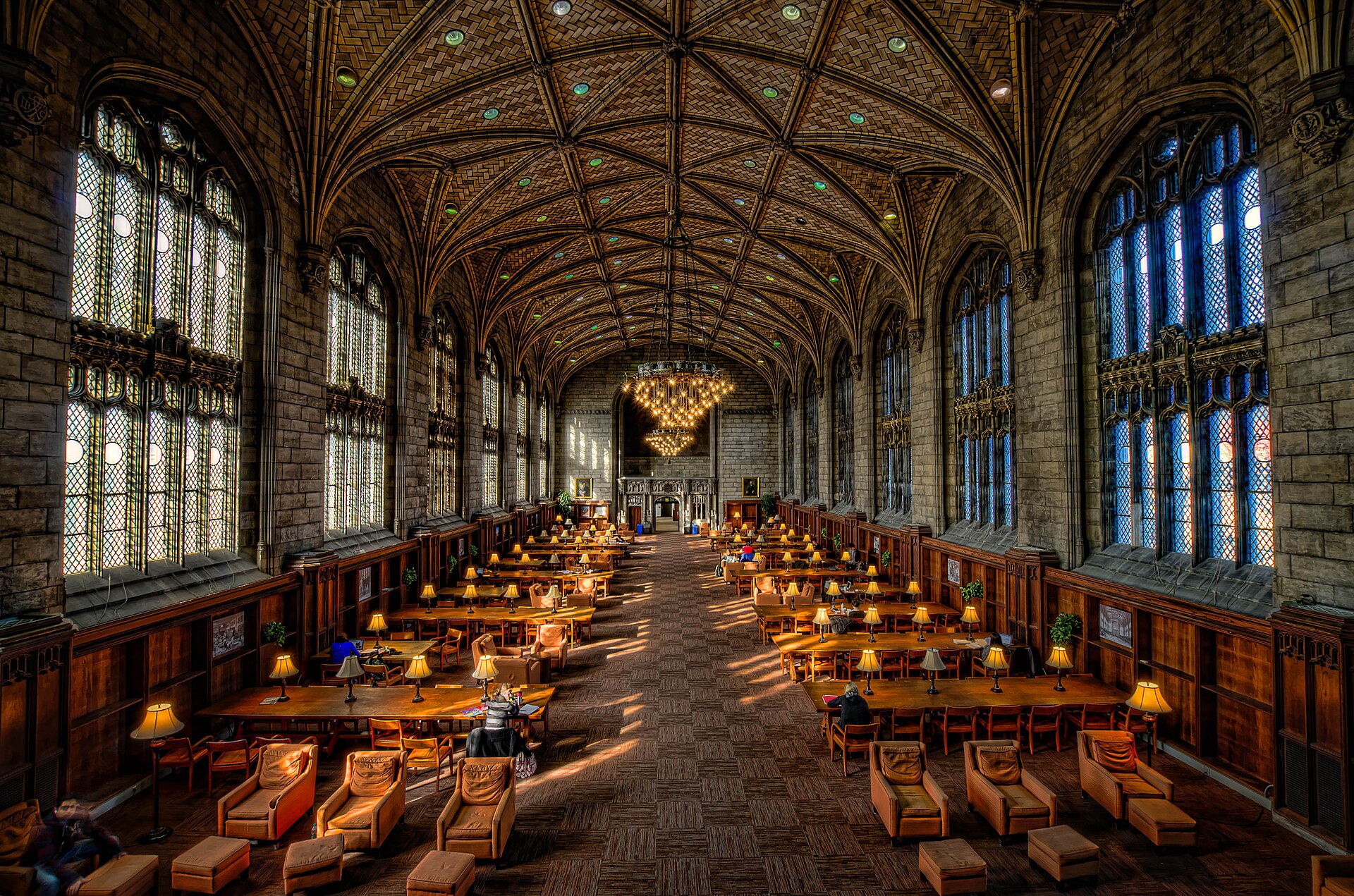 Interior of Harper Memorial Library at University of Chicago.